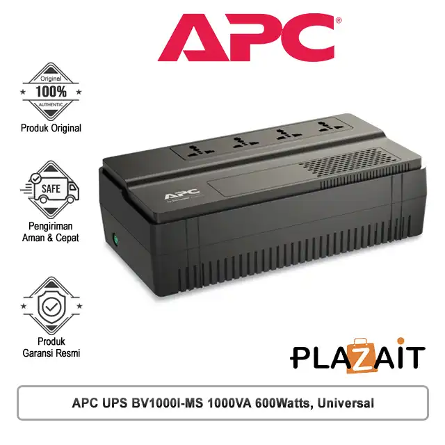 APC UPS BV1000I-MS 1000VA 600Watts AVR, Universal Outlet