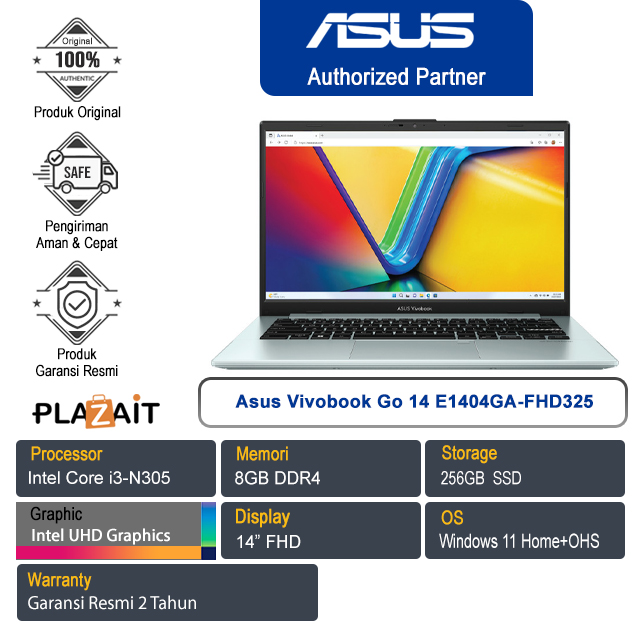 Asus Vivobook Go 14 E1404GA-FHD325 /Intel Core i3-N305/8GB/256GB SSD/Intel UHD Graphics/14" FHD/Win 11 Home+OHS 2021/Green Grey/2Y