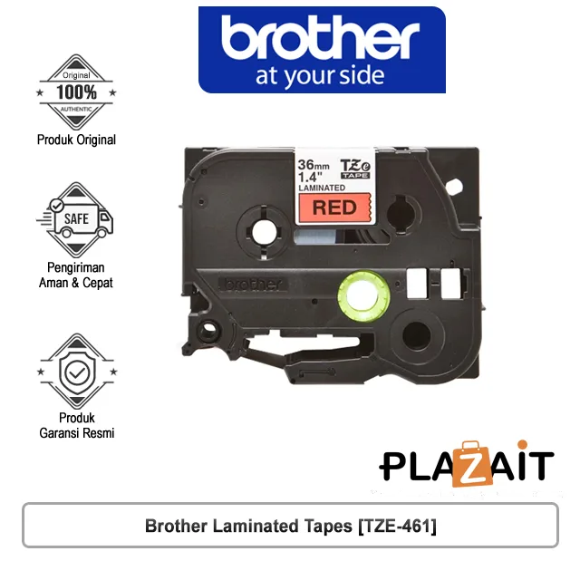 Brother Label Tape TZE-461 Cassete Laminated 36mm Black on Red