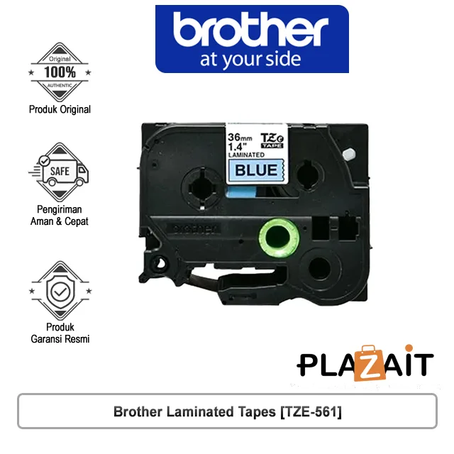 Brother Label Tape TZE-561 Cassete Laminated 36 mm Black on Blue