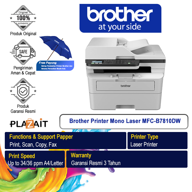 Brother Printer Mono Laser MFC-B7810DW All In One
