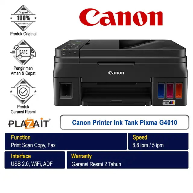 Canon Printer Ink Tank Pixma G4010 - Print Scan Copy Fax WiFi ADF