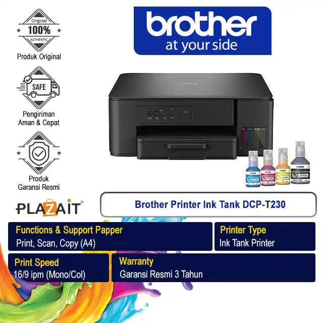 Brother Printer Ink Tank DCP-T230 A4 - All In One (Print, Scan, Copy)