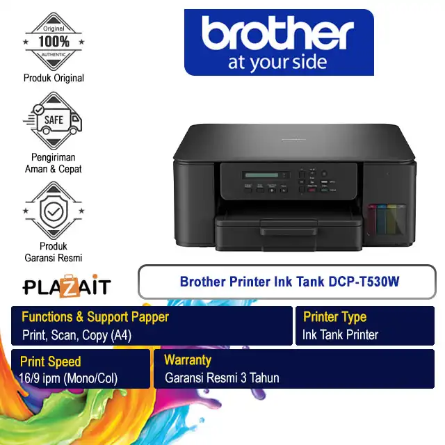 Brother Printer Ink Tank DCP-T530W A4 WiFi - All In One
