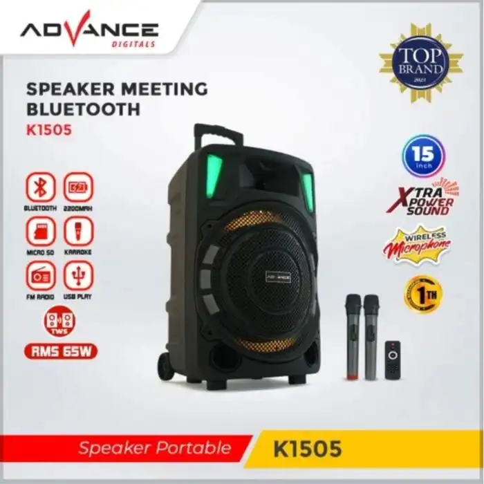 Advance Speaker K1505 Bluetooth Portable 15" 2 Mic Wireless - advance-speaker-k1505-bluetooth-portable-1759131358-224.webp