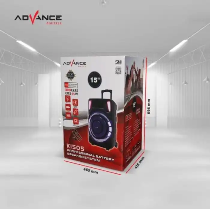 Advance Speaker K1505 Bluetooth Portable 15" 2 Mic Wireless - advance-speaker-k1505-bluetooth-portable-1759131358-327.webp
