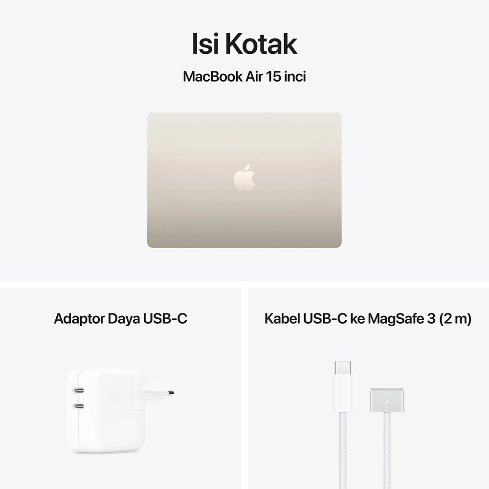 Apple Apple MacBook Air M5 (15-inch) 10-core CPU and 10-core GPU – 16GB, 1TB SSD Harga Rp 35.430.000 Toko Medan