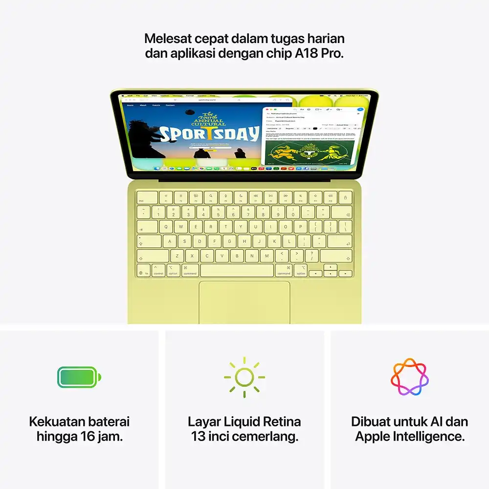 Apple Apple MacBook Neo A18 Pro Chip (13-inch) 6-core CPU and 5-core GPU - 8GB, 512GB SSD Harga Rp 12.899.000 Toko Medan