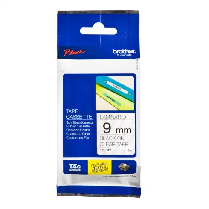 Brother Label Tape TZe-121 9mm x 8m Black on Clear - brother-label-tape-tze-121-9mm-x-8m-black-on-clear-1759463681-210.webp
