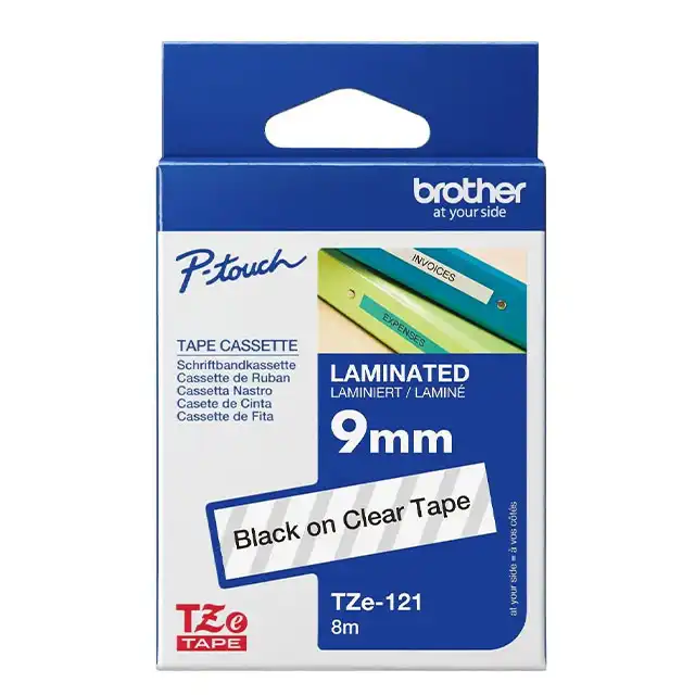 Brother Label Tape TZe-121 9mm x 8m Black on Clear - brother-label-tape-tze-121-9mm-x-8m-black-on-clear-1759463681-937.webp