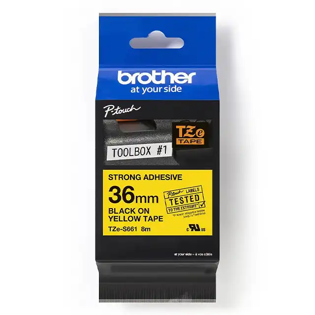 Brother Brother Label Tape TZE-S661 36mm  Black on Yellow Extra Strength Adhesive Harga Rp 490.000 Toko Medan