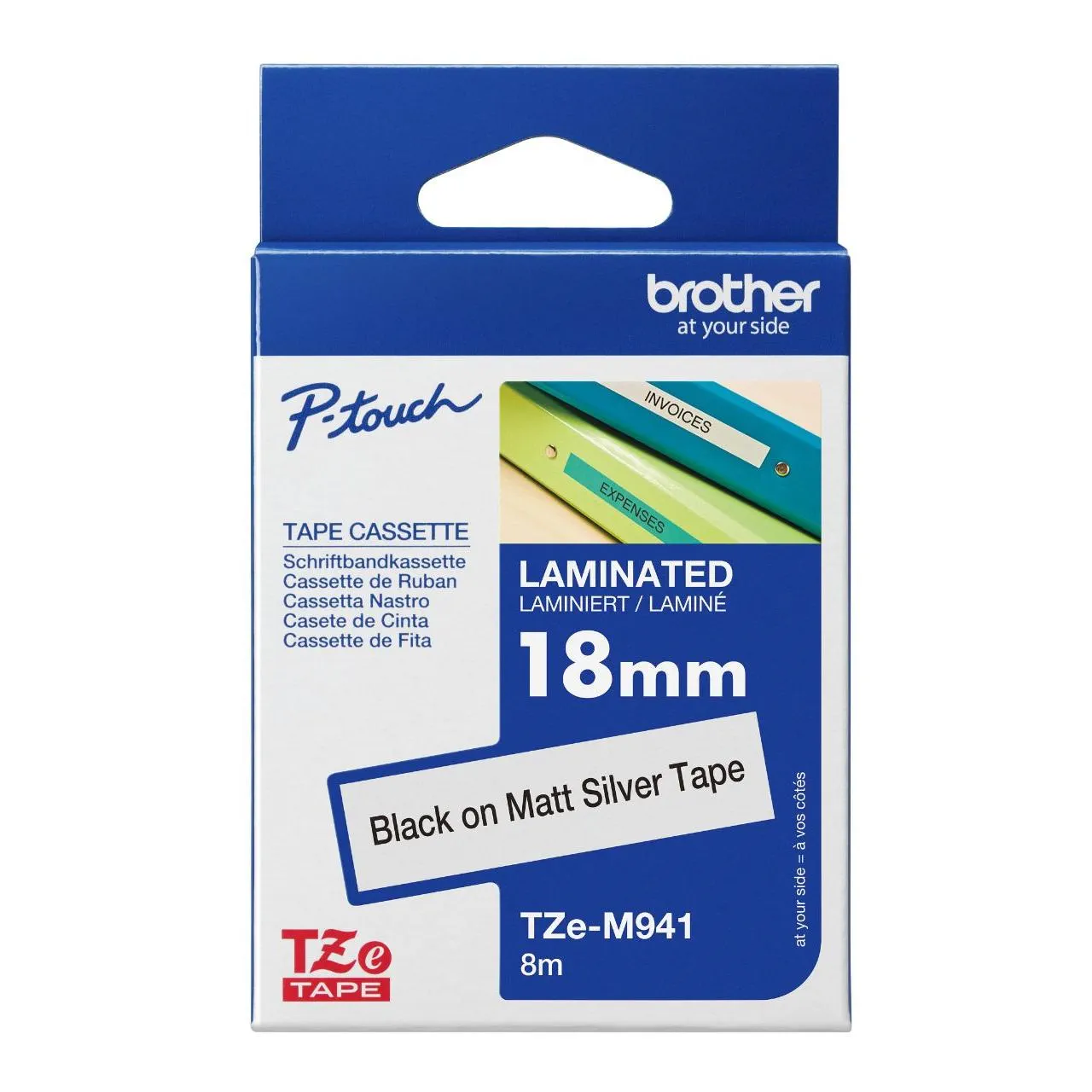 Brother Brother Label Tape TZE-SM941 18mm x 8m Black on Matte Silver Laminated Harga Rp 380.000 Toko Medan