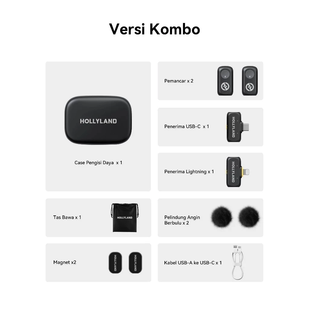 Hollyland Hollyland Lark A1 Combo Microphone (Lightning & Type-C) Harga Rp 1.099.000 Toko Medan