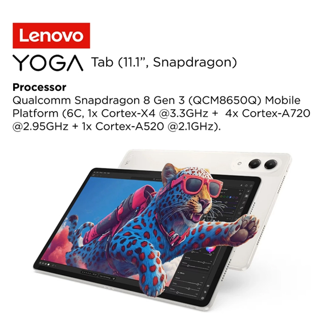 Lenovo Lenovo Yoga Tab - ZAG60275ID /Qualcomm Snapdragon 8/12GB/256GB/Qualcomm Adreno/11.1" 3.2K Touch/Android 15/Seashell...