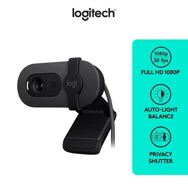 Logitech Brio 100 Webcam Full HD, Built in Mic, Auto-Light Balance, Privacy Shutter - logitech-brio-100-webcam-full-hd-built-in-mic-auto-light-balance-privacy-shutter-1759389508-447.webp