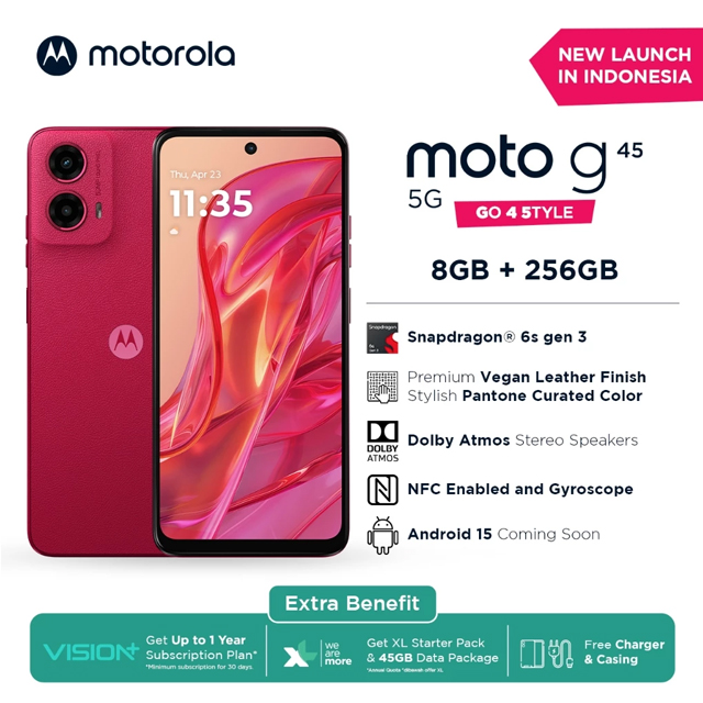 Motorola Motorola G45 5G 8/256GB - Snapdragon 6s Gen 3 - 6.5" IPS 120Hz - 5000mAh Harga Rp 2.599.000 Toko Medan