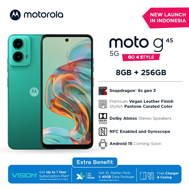 Motorola Motorola G45 5G 8/256GB - Snapdragon 6s Gen 3 - 6.5" IPS 120Hz - 5000mAh Harga Rp 2.599.000 Toko Medan