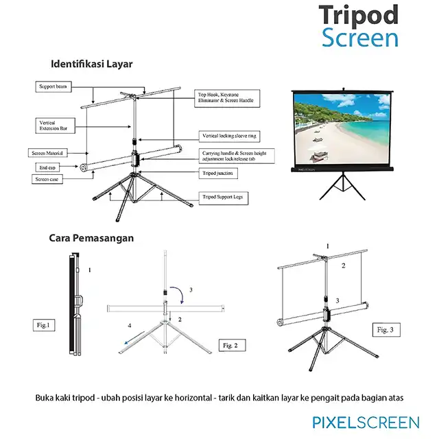Pixel Pixel Layar Screen Projector Tripod 70 Inch Harga Rp 1.140.000 Toko Medan