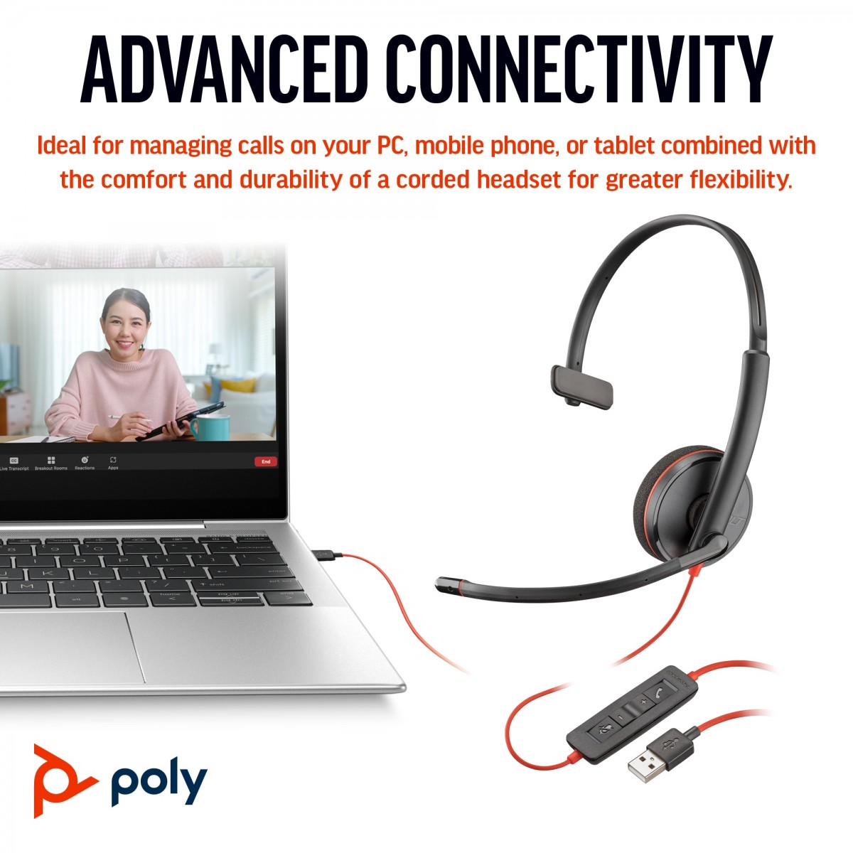 HP Poly Blackwire 3210 Monaural USB-C Headset +USB-C/A Adapter Black Harga Rp 620.000 Toko Medan