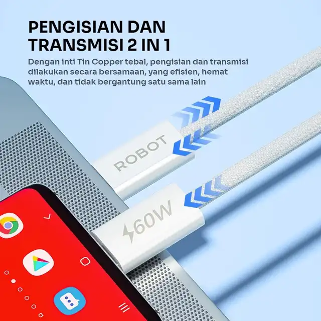 Robot Kabel Data RCC60W Type C to C 60W Fast Charging - robot-kabel-data-rcc60w-type-c-to-c-60w-fast-charging-1759477979-371.webp