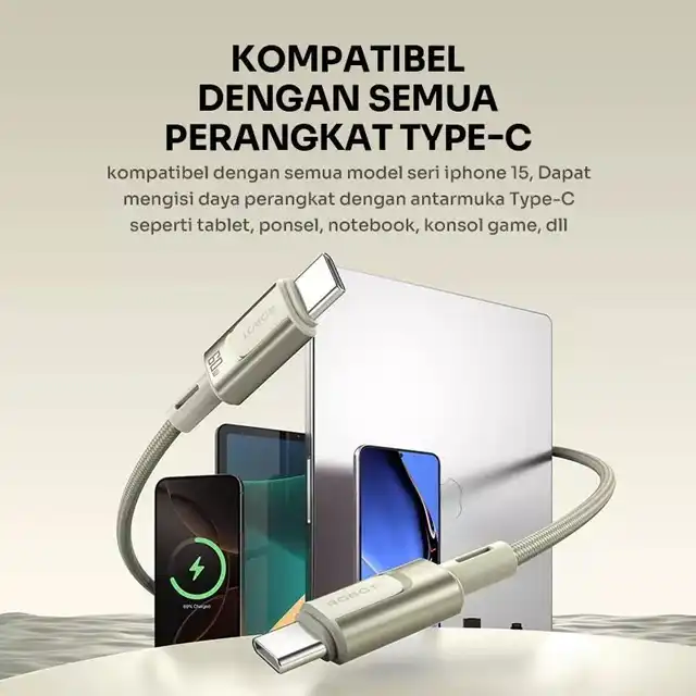 Robot Kabel Data RZPD100 Type C to C 100W Fast Charging Golden - robot-kabel-data-rzpd100-type-c-to-c-100w-fast-charging-1759740978-207.webp