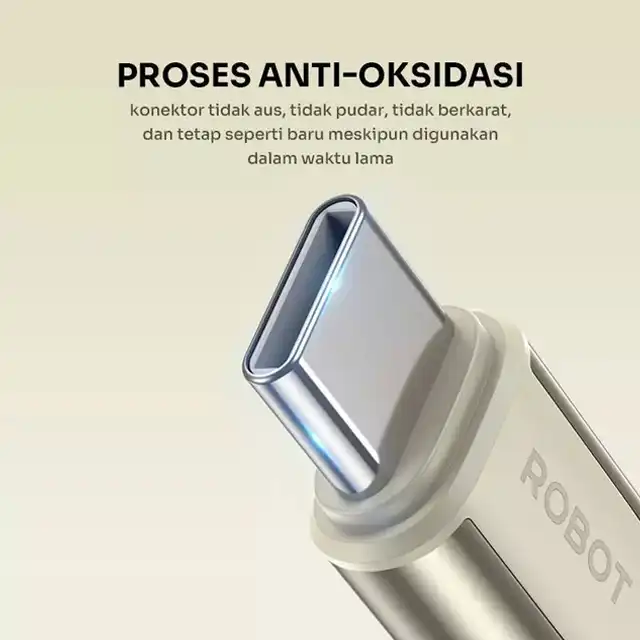 Robot Kabel Data RZPD100 Type C to C 100W Fast Charging Golden - robot-kabel-data-rzpd100-type-c-to-c-100w-fast-charging-1759740978-562.webp