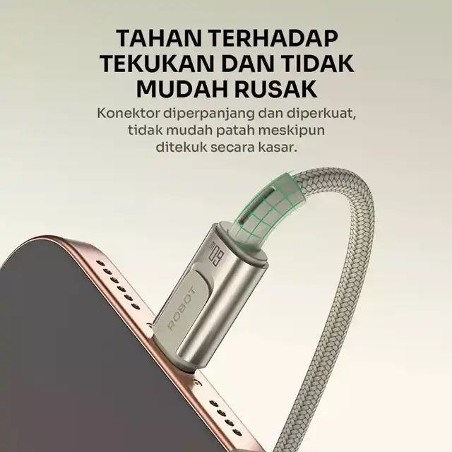 Robot Kabel Data RZPD100 Type C to C 100W Fast Charging Golden - robot-kabel-data-rzpd100-type-c-to-c-100w-fast-charging-1759740978-756.webp