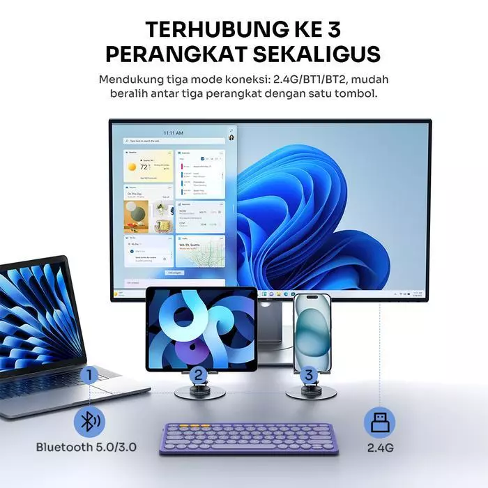 Robot Robot Keyboard KB40 Wireless Bluetooth Portable Easy Switch Multi-Device Blue Harga Rp 319.000 Toko Medan