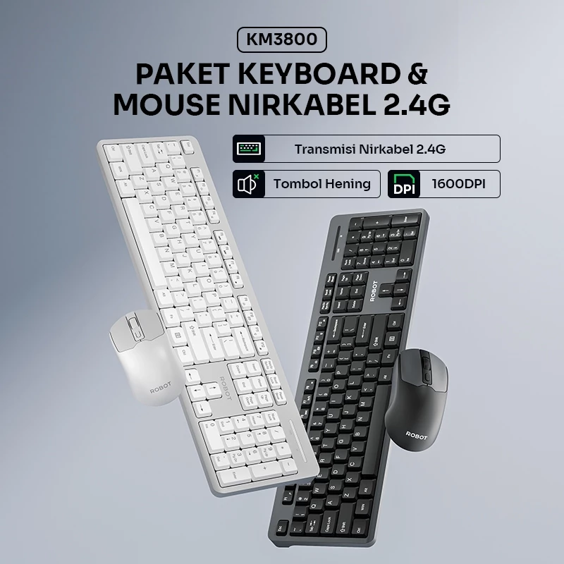 Robot Robot Keyboard & Mouse KM3800 Wireless Combo Silent Click Harga Rp 210.000 Toko Medan