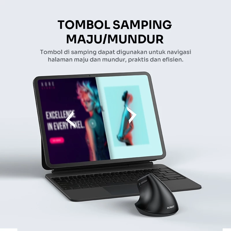 Robot Robot Mouse Guru Master 2 Wireless Vertikal Ergonomis Bluetooth & 2.4G Dual Mode Silent Click Type-C Blue Harga Rp 2...