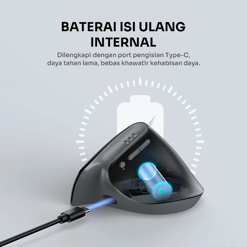 Robot Robot Mouse Guru Master 2 Wireless Vertikal Ergonomis Bluetooth & 2.4G Dual Mode Silent Click Type-C Blue Harga Rp 2...