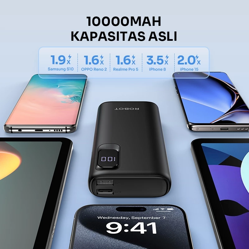 Robot Robot Powerbank RT102 10000mAh 3 Output 15W Fast Charging Harga Rp 179.000 Toko Medan