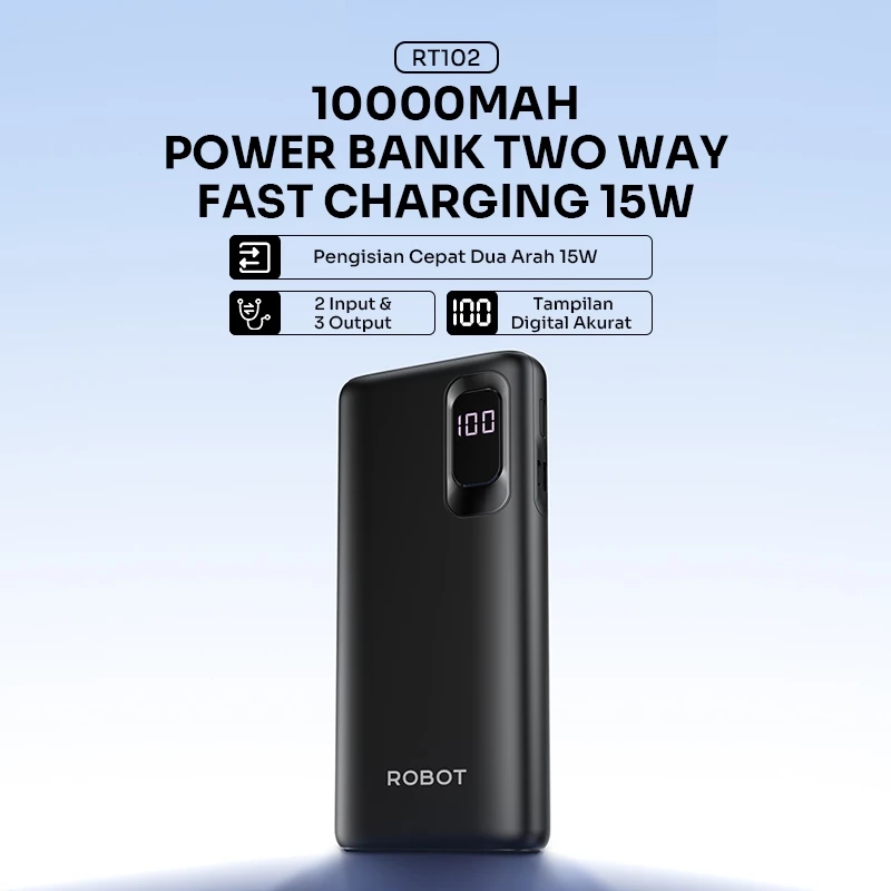 Robot Robot Powerbank RT102 10000mAh 3 Output 15W Fast Charging Harga Rp 179.000 Toko Medan