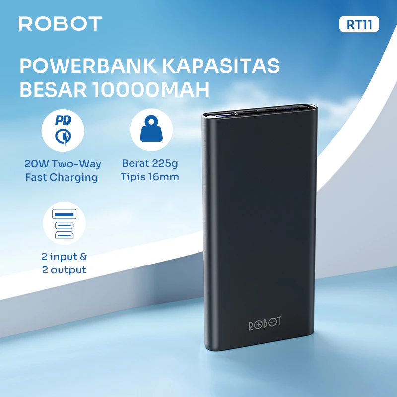 Robot Robot Powerbank RT11 10000mAh Dual Port 20W Fast Charging Harga Rp 199.000 Toko Medan