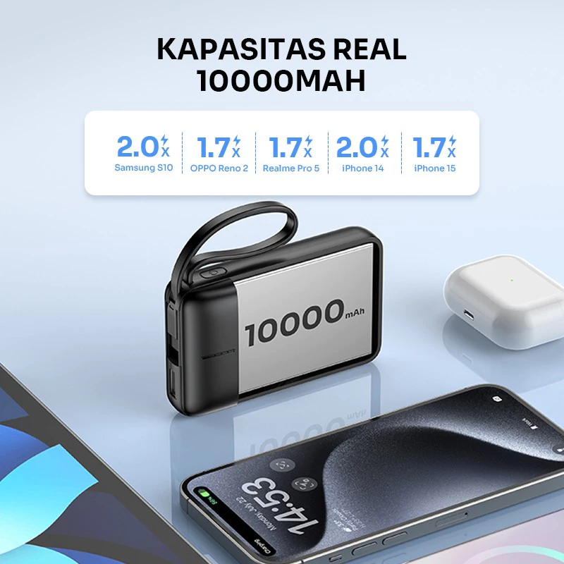 Robot Robot Powerbank RT17 10000mAh Built in Cable Smart Mini Portable Harga Rp 169.000 Toko Medan