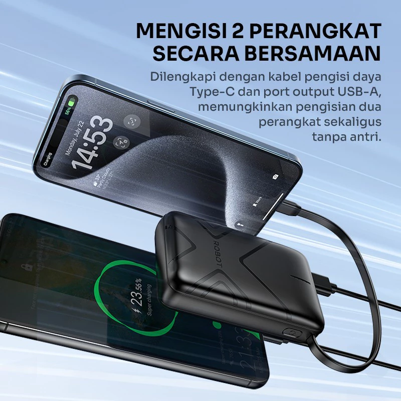 Robot Robot Powerbank RT17 10000mAh Built in Cable Smart Mini Portable Harga Rp 169.000 Toko Medan