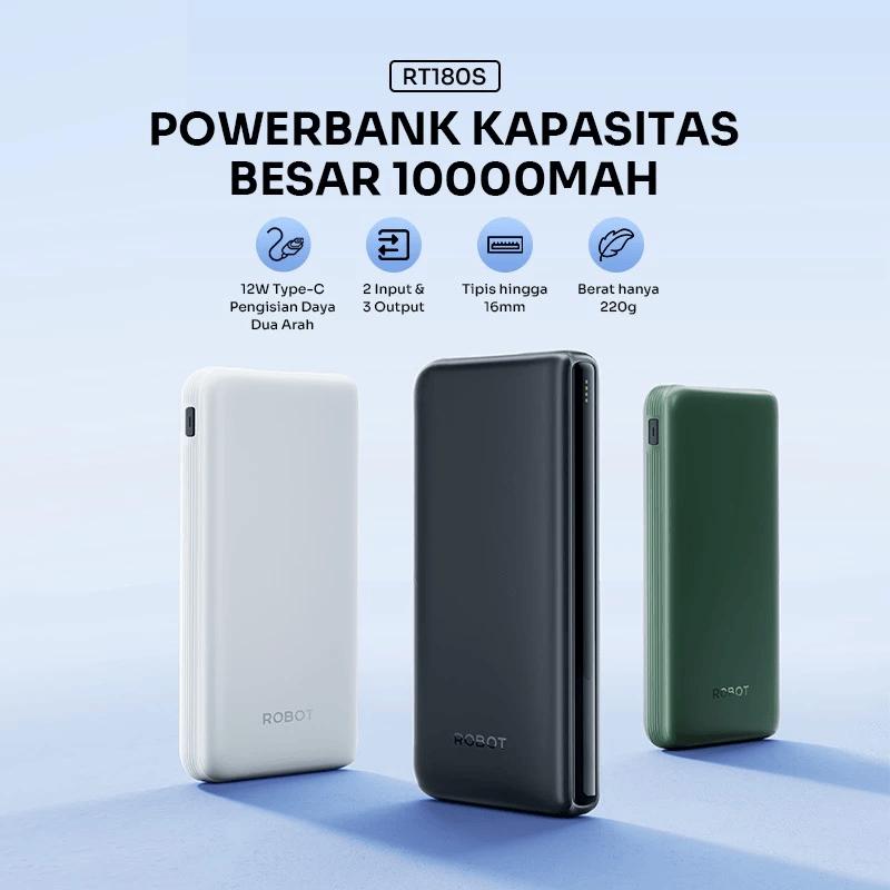 Robot Robot Powerbank RT180S 10000mAh Dual Input Output 12W Type-C Harga Rp 125.000 Toko Medan