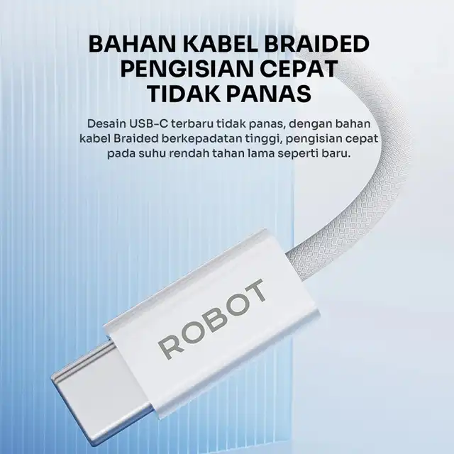 Robot Kabel Data RCC240W Type C to C 240W Fast Charging - robot-rcc240w-kabel-data-type-c-to-c-240w-fast-charging-1759475669-350.webp