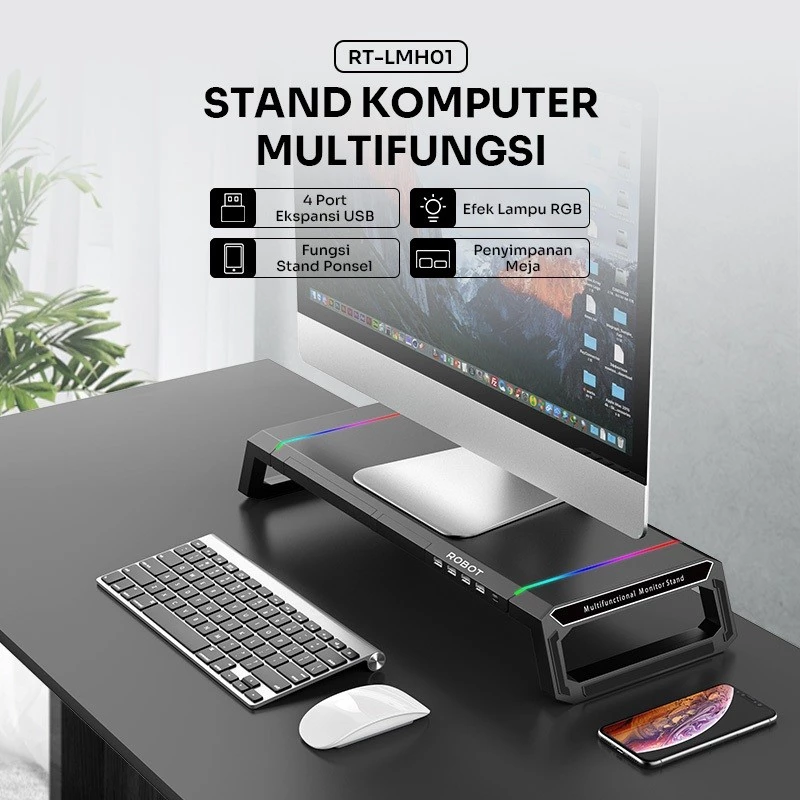Robot Robot RT-LMH01 Monitor Stand Komputer Multifungsi 4 Port USB RGB Harga Rp 329.000 Toko Medan