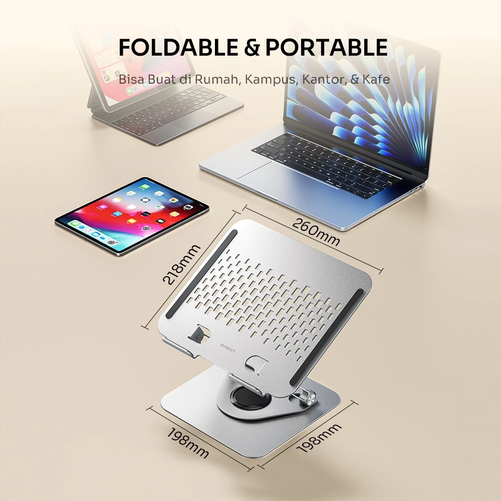 Robot Robot RT-LS06S Laptop Holder Kuat Rotateable 360˚ Aluminium Alloy Stand Silver Silver Harga Rp 279.000 Toko Medan