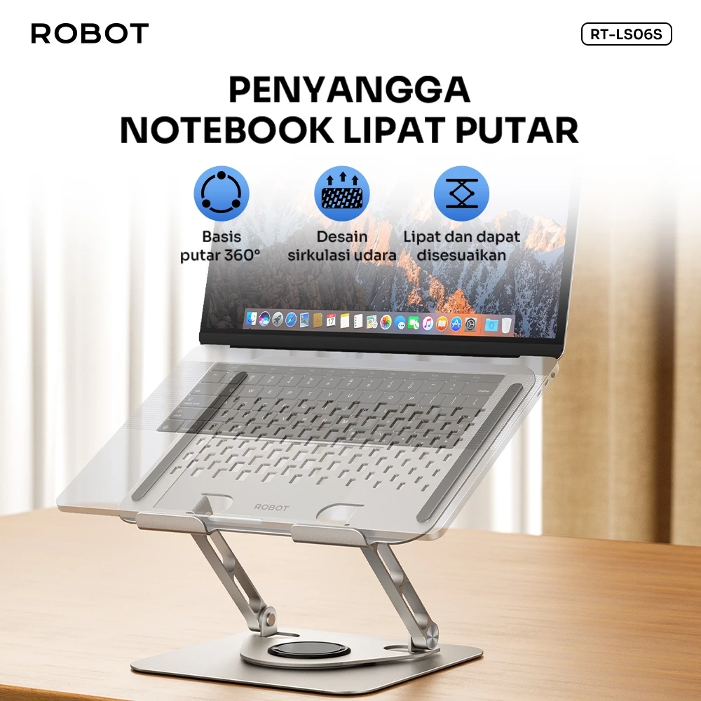 Robot Robot RT-LS06S Laptop Holder Kuat Rotateable 360˚ Aluminium Alloy Stand Silver Silver Harga Rp 279.000 Toko Medan