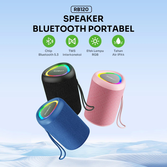 Robot Robot Speaker RB120 Bluetooth 5.3 RGB IPX4 Blue Harga Rp 117.000 Toko Medan