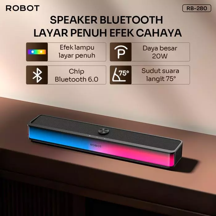 Robot Robot Speaker RB280 Bluetooth 6.0 Soundbar RGB Light Blue Harga Rp 369.000 Toko Medan
