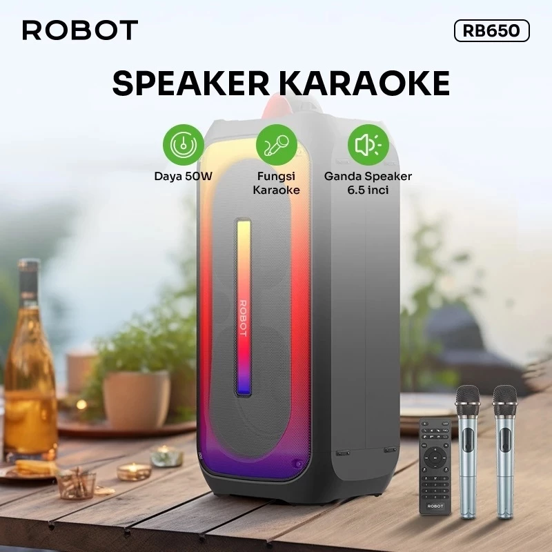 Robot Robot Speaker RB650 Karaoke Bluetooth RGB 50W 5.0 TF USB 3.5mm Blue Harga Rp 2.499.000 Toko Medan