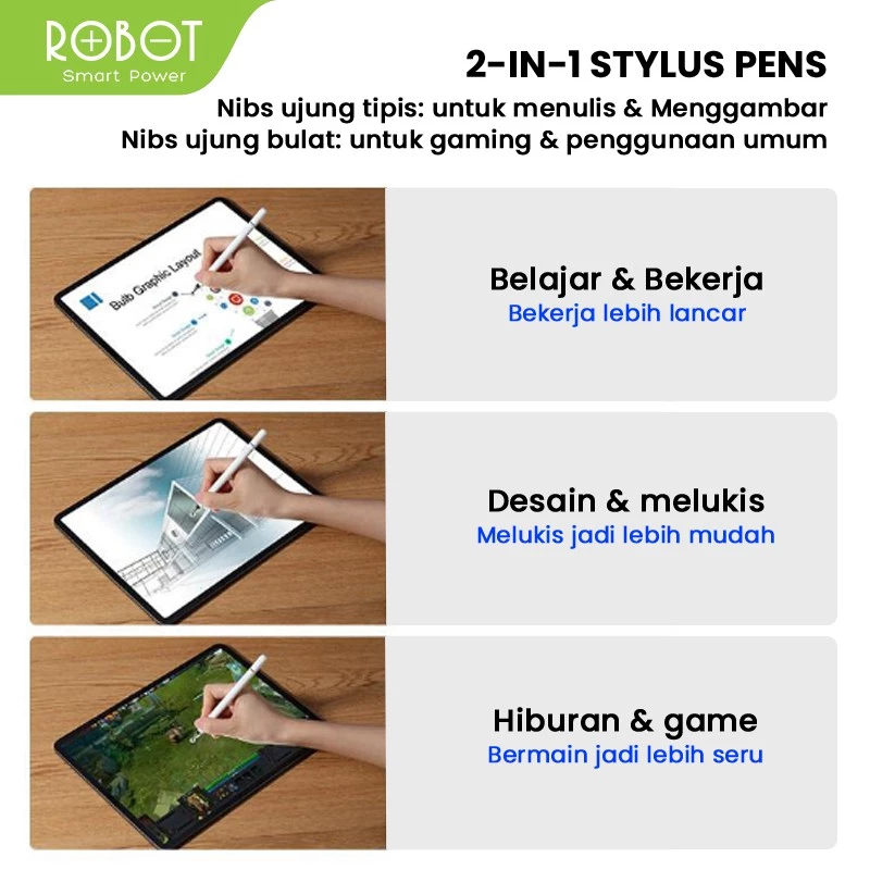 Robot Robot Stylus Pen RSP01 Universal 2in1 Capatitive for Mobile Tablet PC Harga Rp 69.000 Toko Medan