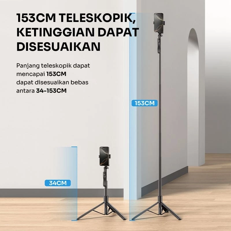 Robot Robot Tripod RT-S03 Rotatable 360° HP Kamera/Gopro Tongsis With Remote Bluetooth Blue Harga Rp 299.000 Toko Medan