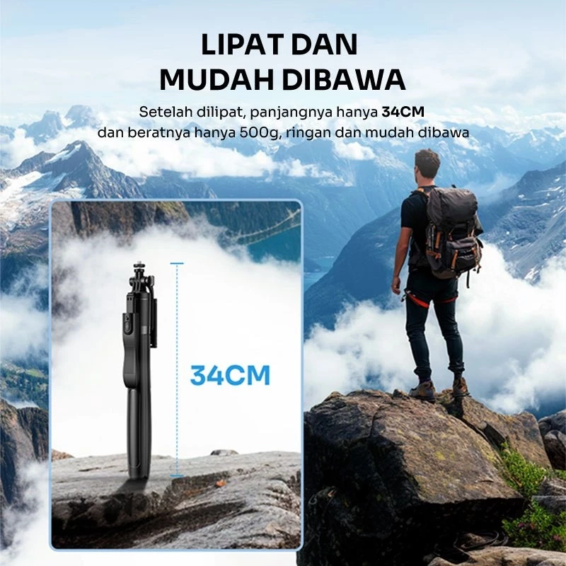 Robot Robot Tripod RT-S03 Rotatable 360° HP Kamera/Gopro Tongsis With Remote Bluetooth Blue Harga Rp 299.000 Toko Medan