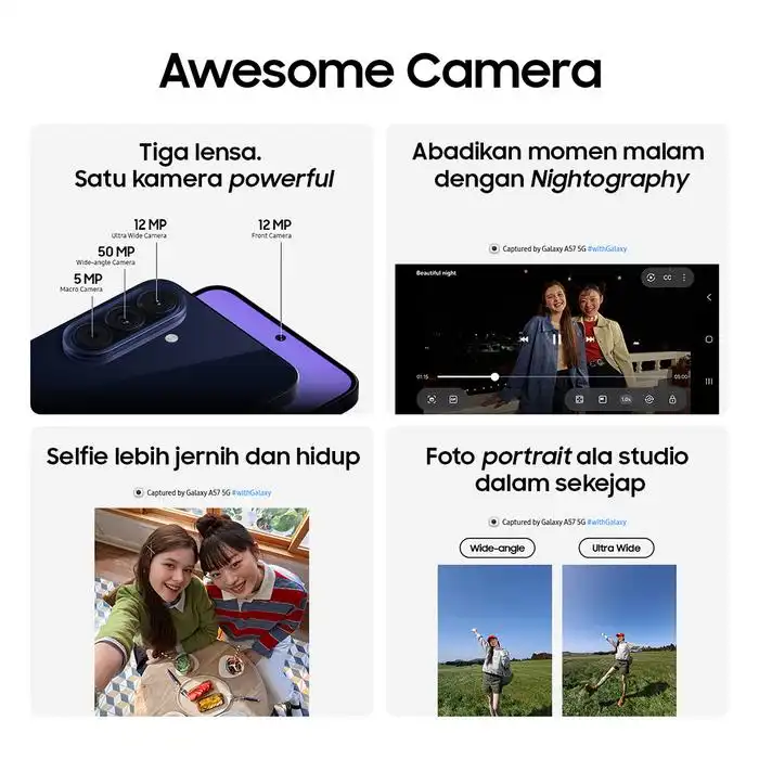 Samsung Samsung Galaxy A57 5G 8GB/128GB | 8GB/256GB | 12GB/256GB - Garansi Resmi Harga Rp 8.149.000 Toko Medan