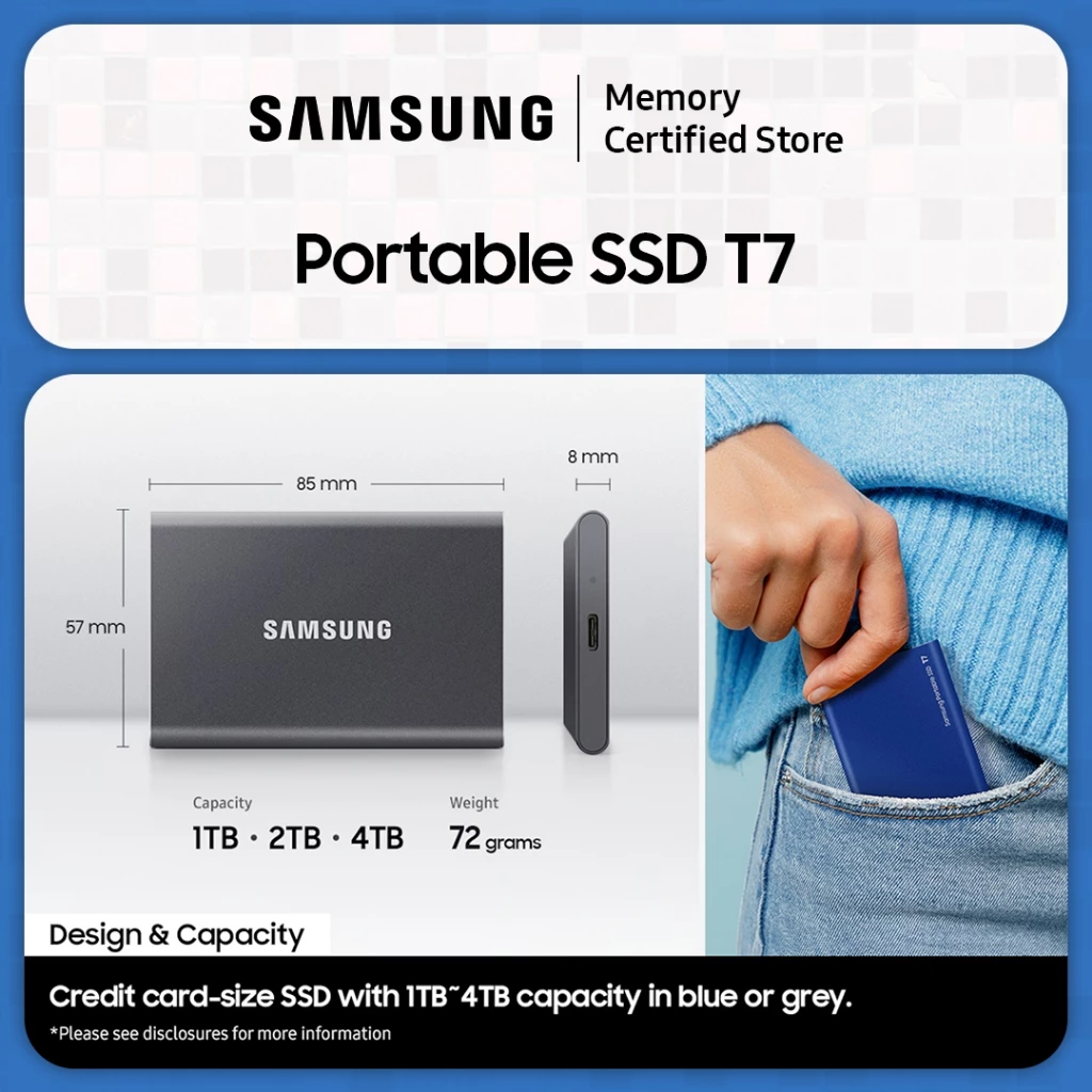 Samsung Samsung SSD External T7 Portable USB 3.2 Black Harga Rp 3.950.000 Toko Medan