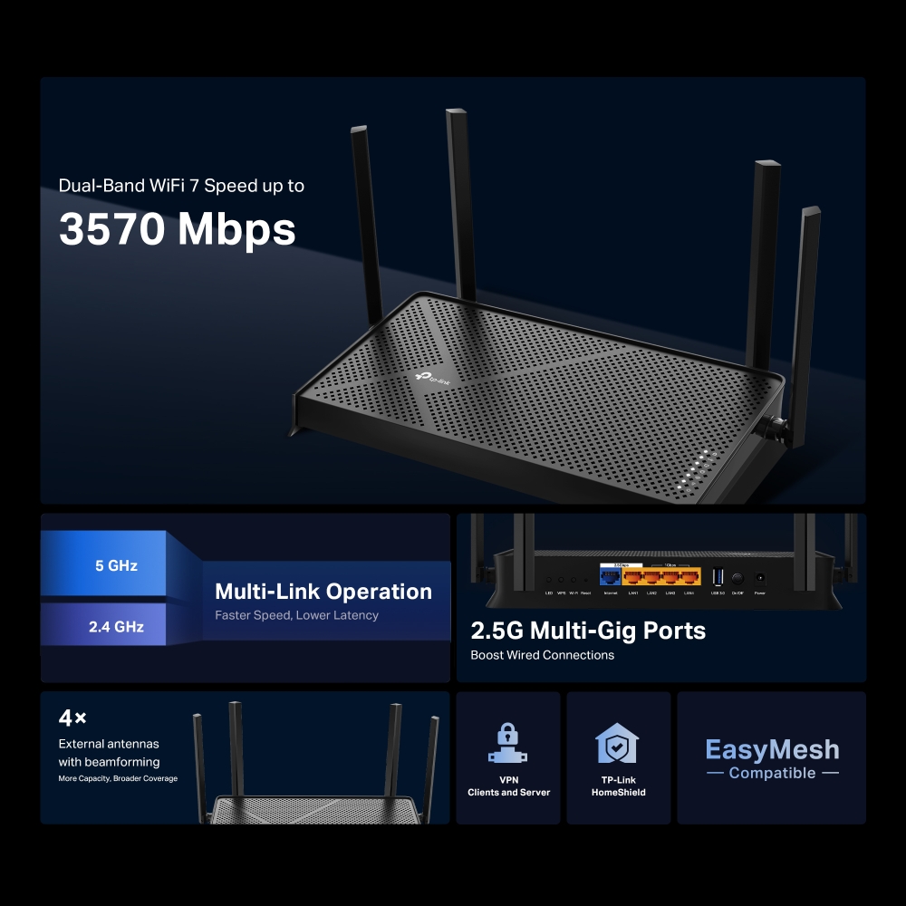 TP-Link TP-Link Archer BE230 BE3600 Dual-Band Wi-Fi 7 Router Harga Rp 1.450.000 Toko Medan